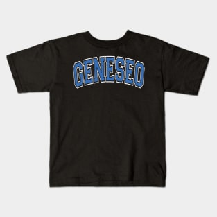 Geneseo Ny New York Varsity Style Blue Text Kids T-Shirt